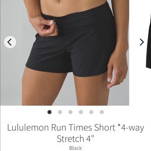 Lululemon Run Times 4” shorts size 6